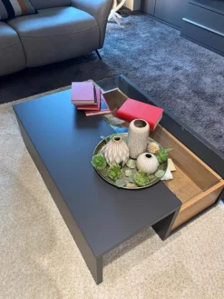 Musterring Couchtische|Couchtisch Aterno Gestell Schiefergrau Mit Klarglasabdeckplatte Inklusive Schubkasteneinsatz