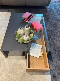 Musterring Couchtische|Couchtisch Aterno Gestell Schiefergrau Mit Klarglasabdeckplatte Inklusive Schubkasteneinsatz