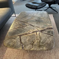 Janua Couchtische|Couchtisch Basket Tischplatte Stein Gemustert Gestell Stahl Schwarz