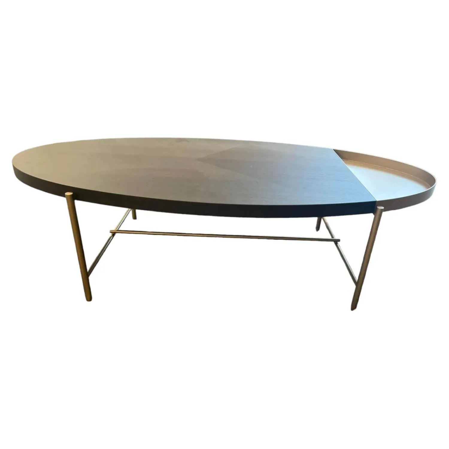 Christine Kröncke Couchtische|Couchtisch Bela Ct 135 Tischplatte Eiche Wengefarbig Furniert Ablage Bronce Look No. 34 Gestell Metall Bronce Look No. 34