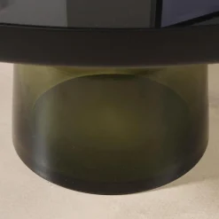 ClassiCon Couchtische|Couchtisch Bell Glasplatte Schwarz Gestell Stahl Schwarz Brüniert Glasfuß Quarzgrau