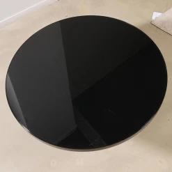 ClassiCon Couchtische|Couchtisch Bell Glasplatte Schwarz Gestell Stahl Schwarz Brüniert Glasfuß Quarzgrau