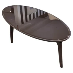 Giorgetti Couchtische|Couchtisch Blend Kristallglas Schwarz Gestell Eschenholz