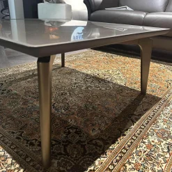 Giorgetti Couchtische|Couchtisch Blend Platte Metall Peltrox Rahmen Esche Grau Gestell Esche Bronzefarben