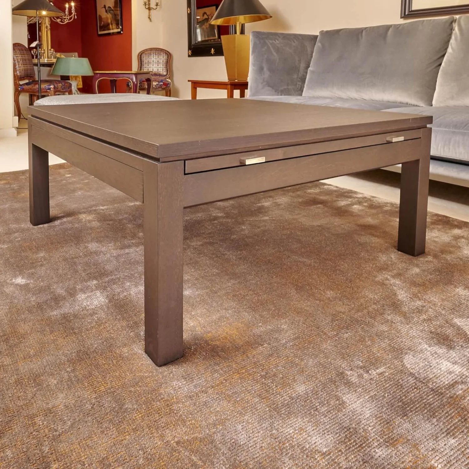 Form Exclusiv Couchtische|Couchtisch Bordeaux Eiche Dunkel Wengefarbig Inklusive 2 Schubladen Und 2 Tablarauzügen