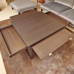 Form Exclusiv Couchtische|Couchtisch Bordeaux Eiche Dunkel Wengefarbig Inklusive 2 Schubladen Und 2 Tablarauzügen