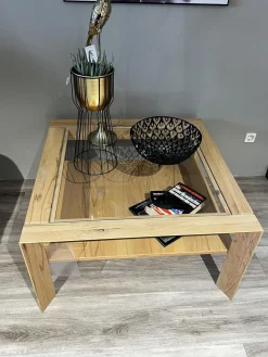 Decker Couchtische|Couchtisch Cavani Astbuche Bianco Geölt Mit Glaseinlage