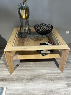 Decker Couchtische|Couchtisch Cavani Astbuche Bianco Geölt Mit Glaseinlage