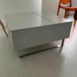 COR Couchtische|Couchtisch Conseta MDF Lack Platin M14 Metallkufe Verchromt Mit Klappe