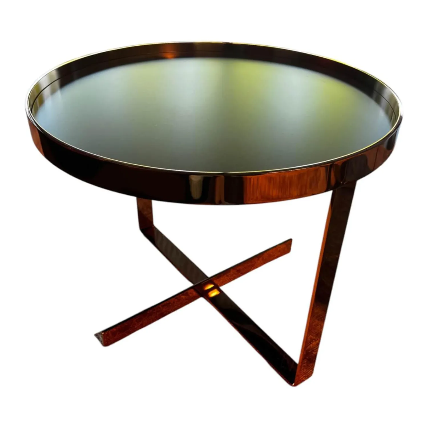 Christine Kröncke Couchtische|Couchtisch Cross 409 Einlegeplatte Schwarzstahl Matt Schutzlackiert Gestell Metall Rose