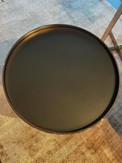 Christine Kröncke Couchtische|Couchtisch Cross 409 Einlegeplatte Schwarzstahl Matt Schutzlackiert Gestell Metall Rose