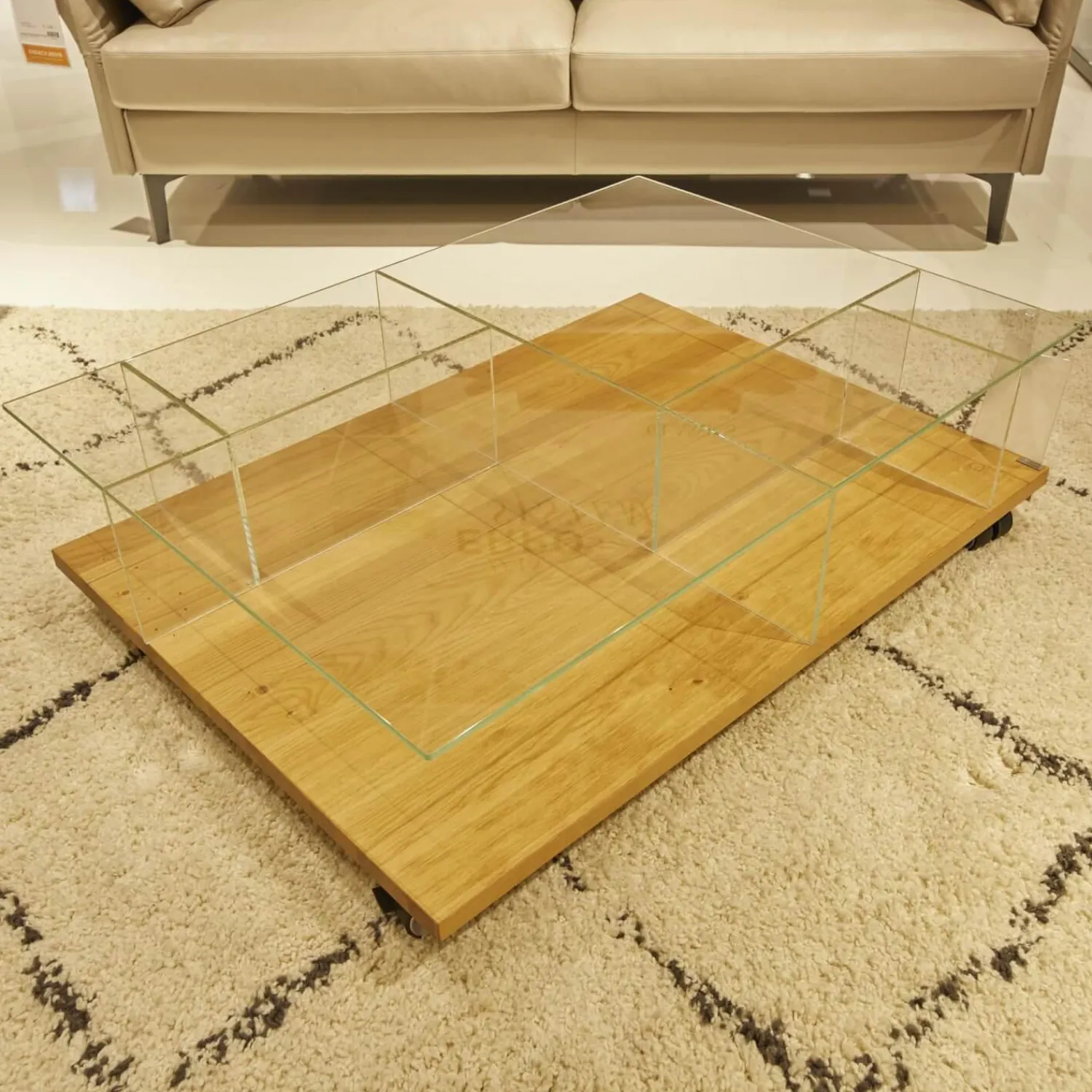 Hülsta Couchtische|Couchtisch CT 160 Natur Eiche Klarglas Optiwhite