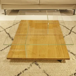 Hülsta Couchtische|Couchtisch CT 160 Natur Eiche Klarglas Optiwhite