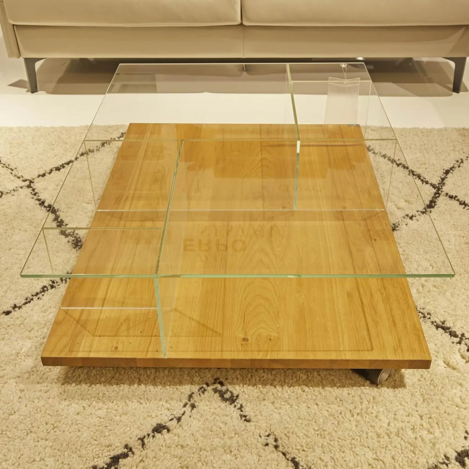 Hülsta Couchtische|Couchtisch CT 160 Natur Eiche Klarglas Optiwhite