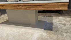 Gwinner Couchtische|Couchtisch CT125E Lack Seidenmatt Weiß Akzent Nussbaum Natur Spaltholzstruktur