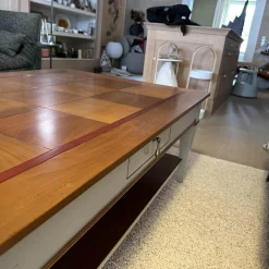 Ehalt Couchtische|Couchtisch Directoire Schachbrett Holz Kirschbaum Lackiert Hellbraun Und Dunkelbraun Korpus Hellgrau