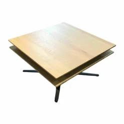 Ronald Schmitt Design Couchtische|Couchtisch Evita Platte Wildeiche Bianco Gewachst Geölt Gestell Edelstahl Tiefschwarz Gepulvert