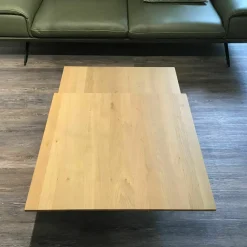 Ronald Schmitt Design Couchtische|Couchtisch Evita Platte Wildeiche Bianco Gewachst Geölt Gestell Edelstahl Tiefschwarz Gepulvert