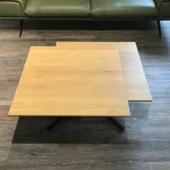 Ronald Schmitt Design Couchtische|Couchtisch Evita Platte Wildeiche Bianco Gewachst Geölt Gestell Edelstahl Tiefschwarz Gepulvert