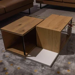 Global Couchtische|Couchtisch Fablo Würfelform Balkeneiche Lack Bianco Weiß Matt