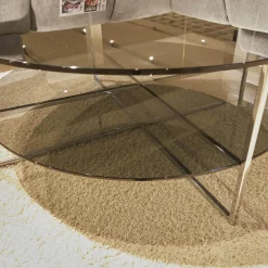 Hülsta Couchtische|Couchtisch Fonis Getönte Glasplatte Schwarz Gestell Chrom Glänzend