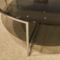 Hülsta Couchtische|Couchtisch Fonis Getönte Glasplatte Schwarz Gestell Chrom Glänzend