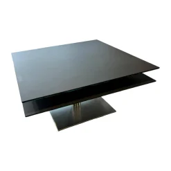 Ronald Schmitt Design Couchtische|Couchtisch H 509 Evita Tischplatte Keramik Zement Anthrazit Drehbar Und Ausfahrbar Gestell Edelstahl Geschliffen