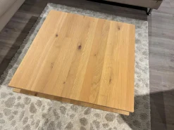 Ronald Schmitt Design Couchtische|Couchtisch H 509 Evita Tischplatte Massivholz Wildeiche Bianco Geölt Drehbar Und Ausfahrbar Gestell Edelstahl