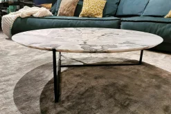 Baxter Couchtische|Couchtisch Icaro Platte Marmor Polarweiß Gestell Metall Schwarz Matt