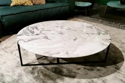 Baxter Couchtische|Couchtisch Icaro Platte Marmor Polarweiß Gestell Metall Schwarz Matt