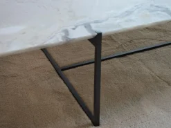 Baxter Couchtische|Couchtisch Icaro Stone Marmor White Marble Untergestell Mattschwarz Lackiert