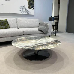 Minotti Couchtische|Couchtisch Jigger Platte Dedalus Marmor Beige Grau Gestell Aluminium Glänzend Lackiert Bronze Schwarz