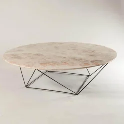 Walter Knoll Couchtische|Couchtisch Joco Stone Platte Naturstein Onice Champagne Gestell Stahl Matt Pulverbeschichtet Bronze