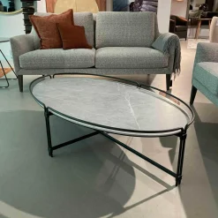 Mobliberica Couchtische|Couchtisch Join Oval Steinplatte Tapa Gestell EP 2471 F Metall