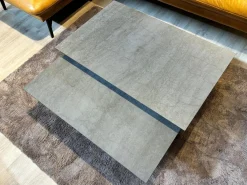 Ronald Schmitt Design Couchtische|Couchtisch K 666 Platte Keramik Zement Anthrazit Säule Und Sockel RAL 9005 Schwarz Lackiert Rollbar Ausziehbar