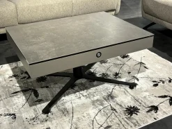 Ronald Schmitt Design Couchtische|Couchtisch K 585 Sesam Platte Keramik Fokos Piombo Grau Korpus MDF Sikkens E4 05 45 Taupe Grau Braun Fuß RAL 9005 Tiefschwarz Lackiert Rollbar Mit Höhenverstellung