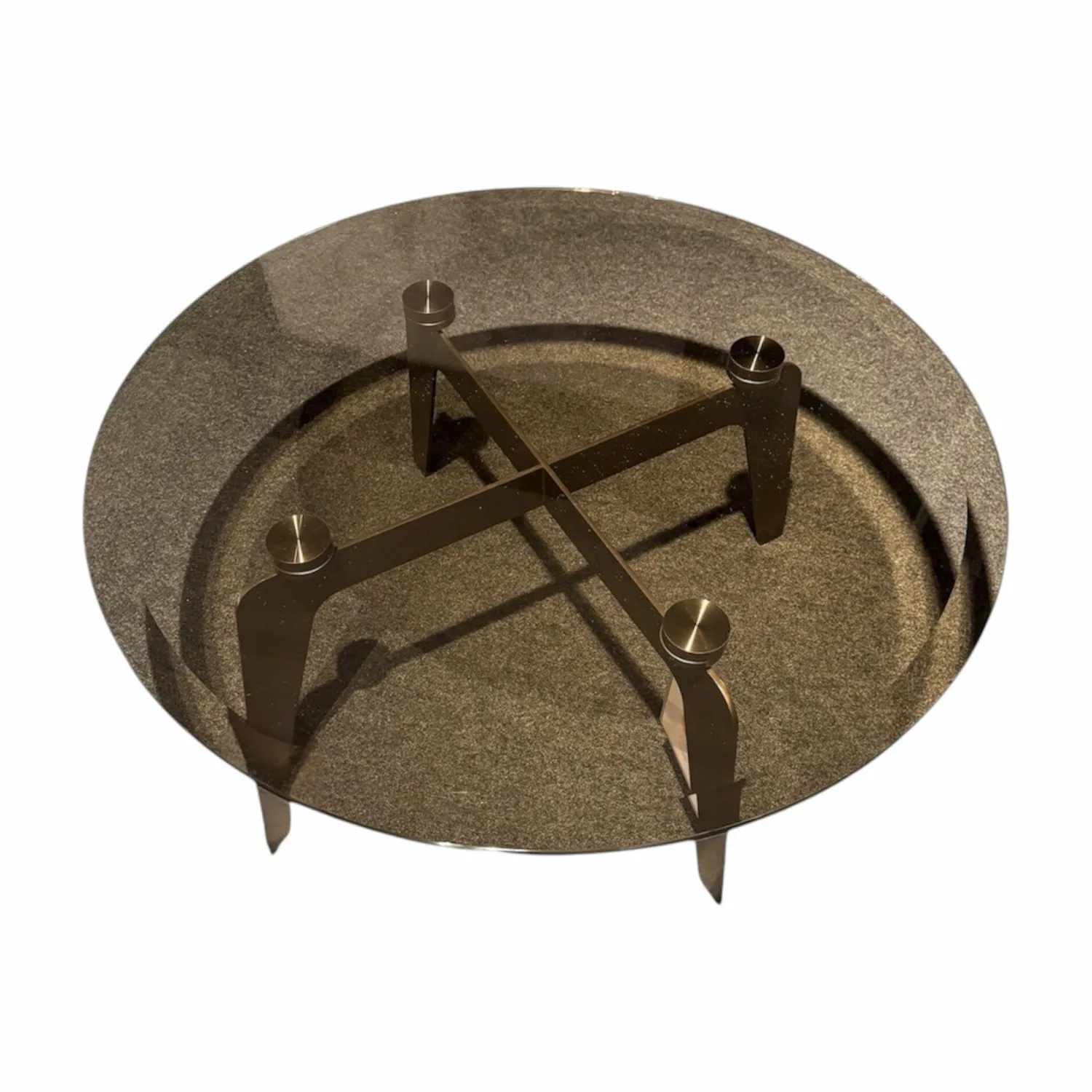 Minotti Couchtische|Couchtisch Kirk Platte Glas Bronziert Gestell Metall Bronze Lackiert