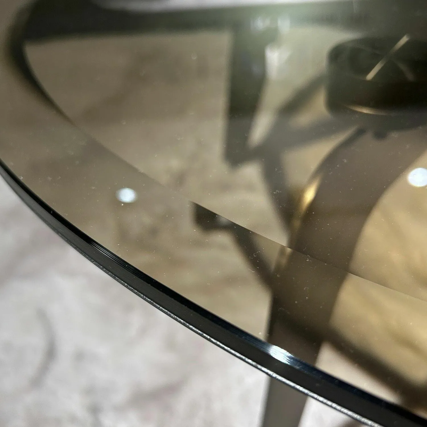 Minotti Couchtische|Couchtisch Kirk Platte Glas Bronziert Gestell Metall Bronze Lackiert