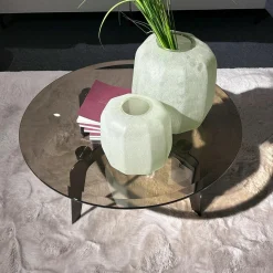 Minotti Couchtische|Couchtisch Kirk Platte Glas Bronziert Gestell Metall Bronze Lackiert