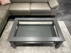 Musterring Couchtische|Couchtisch Korsika 8222 Platte Klarglas Gestell Lack Schiefergrau PG 2 Grau Füße Mit Rollen