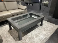 Musterring Couchtische|Couchtisch Korsika 8222 Platte Klarglas Gestell Lack Schiefergrau PG 2 Grau Füße Mit Rollen