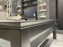 Musterring Couchtische|Couchtisch Korsika 8222 Platte Klarglas Gestell Lack Schiefergrau PG 2 Grau Füße Mit Rollen