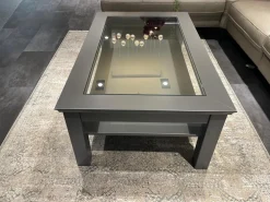 Musterring Couchtische|Couchtisch Korsika 8222 Platte Klarglas Gestell Lack Schiefergrau PG 2 Grau Füße Mit Rollen