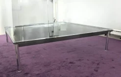 Cassina Couchtische|Couchtisch LC10-P Tischplatte Klarglas Gestell Stahl verchromt