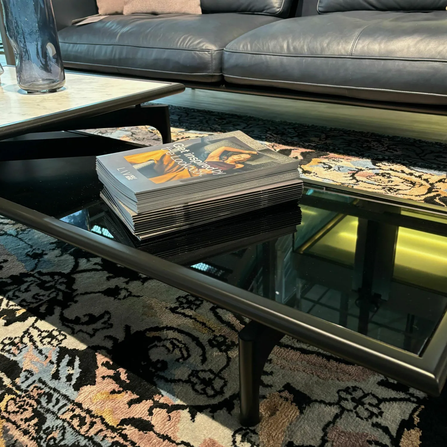 Rolf Benz Couchtische|Couchtisch Liv Platte Klarglas Unterseite Und Gestell Buche Verkehrsschwarz Matt Lackiert