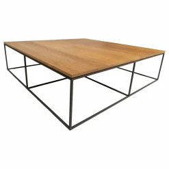 Linteloo Couchtische|Couchtisch Log II Platte Eiche Massiv Struktur Leicht Gesmoked Gestell Stahl Gestrahlt Schwarz