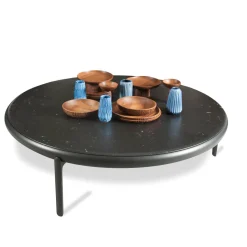 B&B Italia Couchtische|Couchtisch Maru Platte Marmor Schwarz Marquinia Matt Gestell Metall Schwarz Satiniert