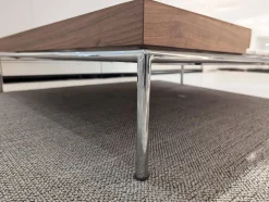 Cassina Couchtische|Couchtisch Mex Hi Tischplatte Marmor Calacatta Oro Lucido Weiß Beige Gestell Metall Verchromt Tablett Amerikanischer Nussbaum Massiv