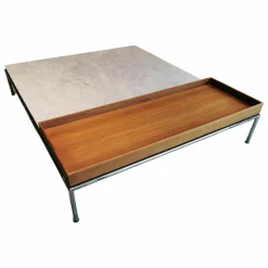 Cassina Beistelltische|Couchtische|Couchtisch Mex-Hi Tischplatte Marmor Bianco Gestell Chrom Glanz