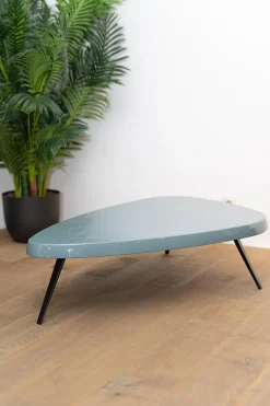 Cassina Couchtische|Couchtisch Mexique Platte Lack Petrol Blau Metallgestell Schwarz Lackiert